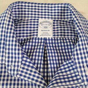 Brooks Brothers Shirt Mens 15.5 - 32/33  Blue White Check Long Sleeve Button Up